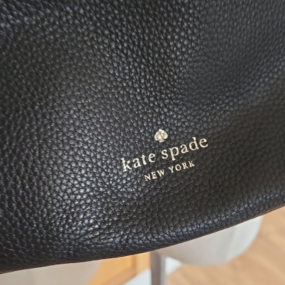 Kate Spade Black Leather Shoulder Bag Pebble Leather With Silver Tone Hardware - Picture 2 of 11